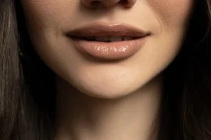 a close up of a woman's lips